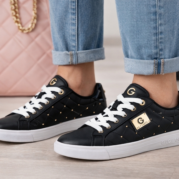 G by Guess Black Quilted Sneakers w/ Gold Stud Details – Size 7.5 - Picture 3 of 4